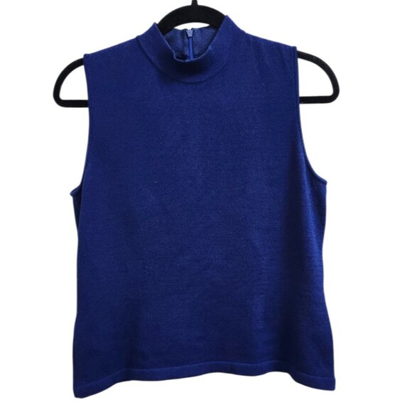 St. John Blue Neck Sleeveless Top Women's Size: P, Petite. - Picture 2 of 9